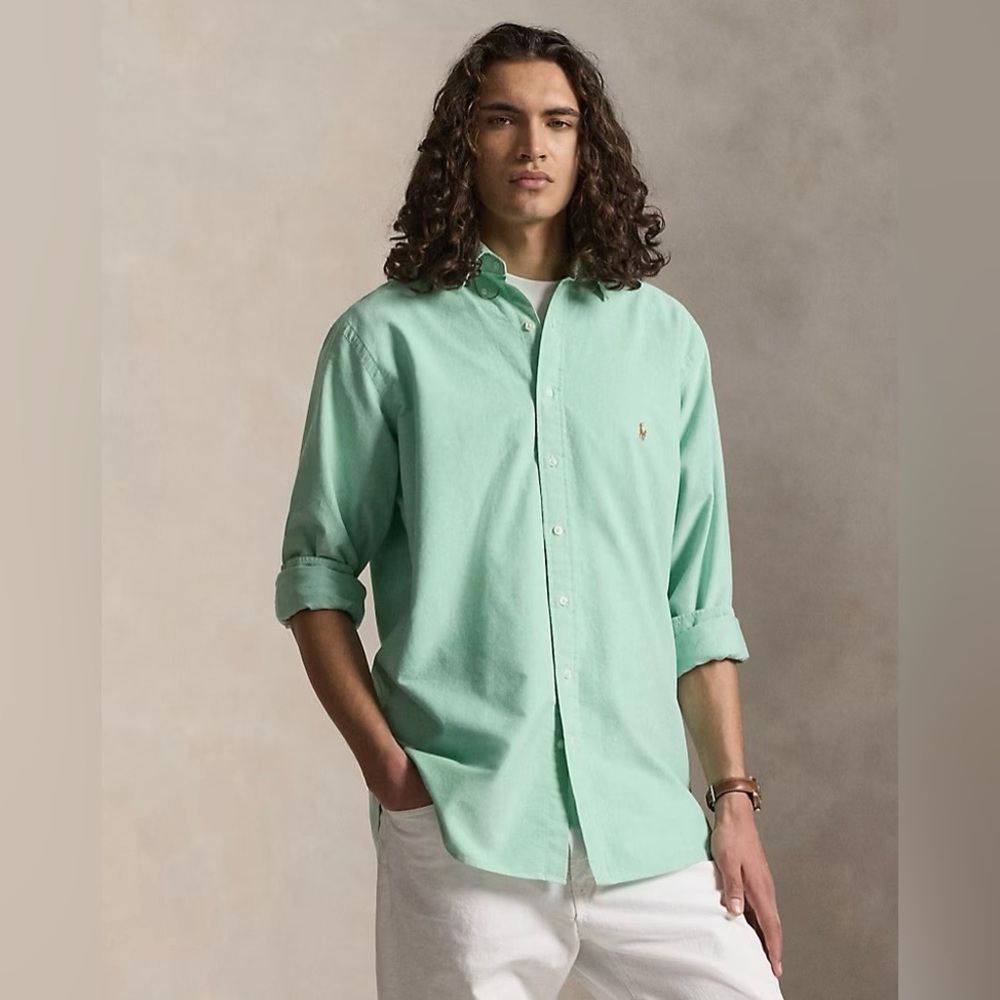 Ralph Lauren Men’s Classic Fit Oxford‎ Shirt Large Polo Logo Pastel Green